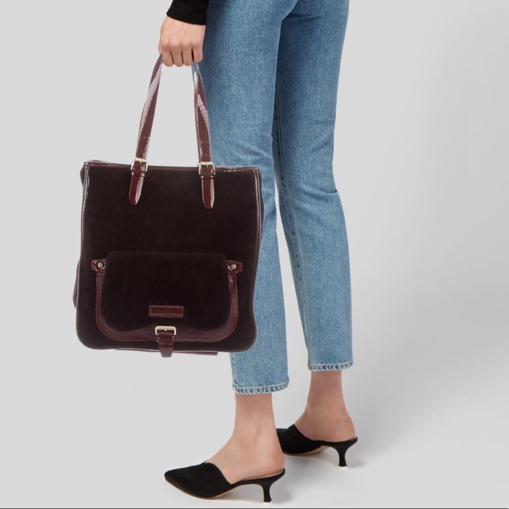 LONGCHAMP Patent Leather Trimmed Handbag